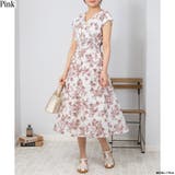 ピンク | 花柄 カシュクール ウエストシャーリング ワンピース | Pumpkin Port