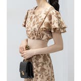 2枚フリルボリューム袖 ハイウエストリブ切替 花柄 ロングワンピース | Pumpkin Port | 詳細画像4