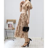 2枚フリルボリューム袖 ハイウエストリブ切替 花柄 ロングワンピース | Pumpkin Port | 詳細画像8