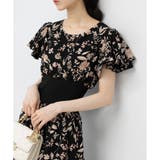 2枚フリルボリューム袖 ハイウエストリブ切替 花柄 ロングワンピース | Pumpkin Port | 詳細画像9