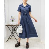 ストレッチ デニム リボンベルト 配色ステッチ ロングワンピース | Pumpkin Port | 詳細画像16