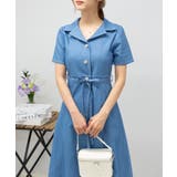 ストレッチ デニム リボンベルト 配色ステッチ ロングワンピース | Pumpkin Port | 詳細画像2