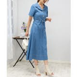 ストレッチ デニム リボンベルト 配色ステッチ ロングワンピース | Pumpkin Port | 詳細画像4