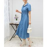 ストレッチ デニム リボンベルト 配色ステッチ ロングワンピース | Pumpkin Port | 詳細画像5