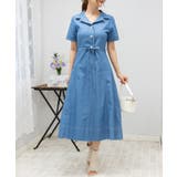 ストレッチ デニム リボンベルト 配色ステッチ ロングワンピース | Pumpkin Port | 詳細画像6