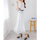 フレア袖 ハイウエスト ドット柄ロングワンピース | Pumpkin  Port | 詳細画像10 