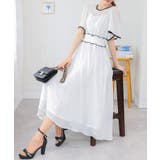 フレア袖 ハイウエスト ドット柄ロングワンピース | Pumpkin  Port | 詳細画像12 