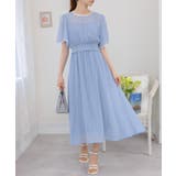 フレア袖 ハイウエスト ドット柄ロングワンピース | Pumpkin  Port | 詳細画像2 