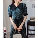 リボンベルト付 花柄 クレリック 半袖ワンピース | Pumpkin  Port | 詳細画像1 