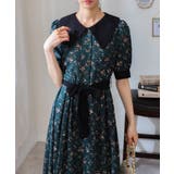 リボンベルト付 花柄 クレリック 半袖ワンピース | Pumpkin  Port | 詳細画像2 