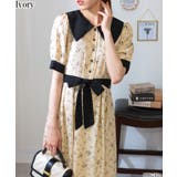 アイボリー | リボンベルト付 花柄 クレリック 半袖ワンピース | Pumpkin  Port