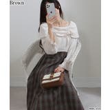 ブラウン | ダブルリボン ボリューム袖 ドッキングロングワンピース | Pumpkin Port