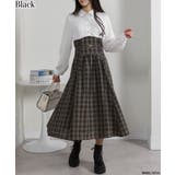 ブラック | シャツ×細ベルト付ハイウエスト ドッキングワンピース | Pumpkin  Port