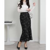 ラメ花柄 レース地 マーメイドロングスカート | Pumpkin  Port | 詳細画像5 