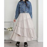 アシメ切替 小花柄 ティアードロングスカート | Pumpkin  Port | 詳細画像22 