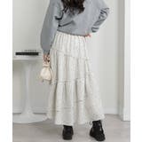 アシメ切替 小花柄 ティアードロングスカート | Pumpkin  Port | 詳細画像7 