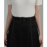 配色ステッチ サイドスリット ベルト付ロングスカート | Pumpkin  Port | 詳細画像22 