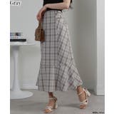 グレー | ビット付き チェック柄 マーメイドスカート | Pumpkin  Port