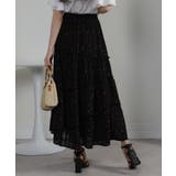 シアーチェック×小花柄ティアードロングスカート | Pumpkin  Port | 詳細画像13 