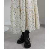 シアーチェック×小花柄ティアードロングスカート | Pumpkin  Port | 詳細画像17 