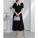 レースリボン襟 ゴールドプレート付 半袖 ワンピース | Pumpkin  Port | 詳細画像3 