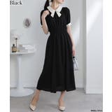 ブラック | レースリボン襟 ゴールドプレート付 半袖 ワンピース | Pumpkin  Port