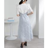 リブVレース シアーチェックフレアスカートドッキングロングワンピース | Pumpkin Port | 詳細画像7