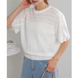 配色カラーレースフレア半袖ニット | Pumpkin Port | 詳細画像3