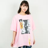 ピンク | 人物フォトプリントバックロゴテープ使いBIGTシャツ | Pumpkin  Port