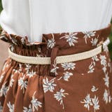 デシン花柄 裾配色パールバックルベルト付きミニフレアスカート | Pumpkin  Port | 詳細画像10 