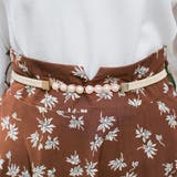 デシン花柄 裾配色パールバックルベルト付きミニフレアスカート | Pumpkin  Port | 詳細画像9 