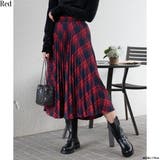 レッド | ネルチェック プリーツロングスカート | Pumpkin Port