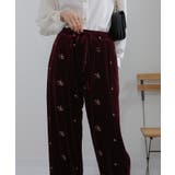 花柄刺繍 ベロア イージーワイド パンツ(裏地付き) | Pumpkin Port | 詳細画像23