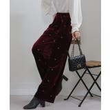 花柄刺繍 ベロア イージーワイド パンツ(裏地付き) | Pumpkin Port | 詳細画像30