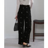 花柄刺繍 ベロア イージーワイド パンツ(裏地付き) | Pumpkin Port | 詳細画像8