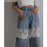 レース切替 デニムワイドロングパンツ | Pumpkin Port | 詳細画像1