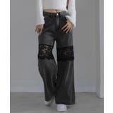 レース切替 デニムワイドロングパンツ | Pumpkin Port | 詳細画像31