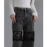 レース切替 デニムワイドロングパンツ | Pumpkin Port | 詳細画像32