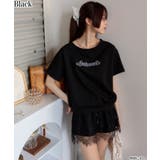 ブラック | 2点セット インパン付レーススカート+半袖スウェット | Pumpkin Port