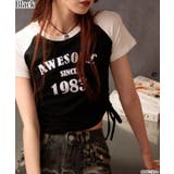 ブラック | サイドドロストリボン ラグランスリーブ ショート丈半袖Tシャツ | Pumpkin Port