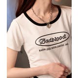 サークルロゴプリント サイドドロストリボン ショート丈半袖Tシャツ | Pumpkin Port | 詳細画像13