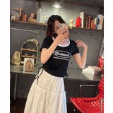 サークルロゴプリント サイドドロストリボン ショート丈半袖Tシャツ | Pumpkin Port | 詳細画像22
