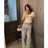 サークルロゴプリント サイドドロストリボン ショート丈半袖Tシャツ | Pumpkin Port | 詳細画像26