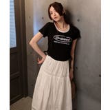 サークルロゴプリント サイドドロストリボン ショート丈半袖Tシャツ | Pumpkin Port | 詳細画像3