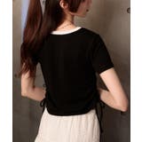 サークルロゴプリント サイドドロストリボン ショート丈半袖Tシャツ | Pumpkin Port | 詳細画像5