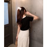 サークルロゴプリント サイドドロストリボン ショート丈半袖Tシャツ | Pumpkin Port | 詳細画像6
