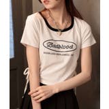 サークルロゴプリント サイドドロストリボン ショート丈半袖Tシャツ | Pumpkin Port | 詳細画像8