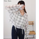 ホワイト/ブラック | ダブルリボン キャンディスリーブ 長袖 ブラウス | Pumpkin Port