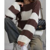 シャギーボーダー ショート丈ボリューム袖ニット | Pumpkin Port | 詳細画像12