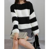 シャギーボーダー ショート丈ボリューム袖ニット | Pumpkin Port | 詳細画像19